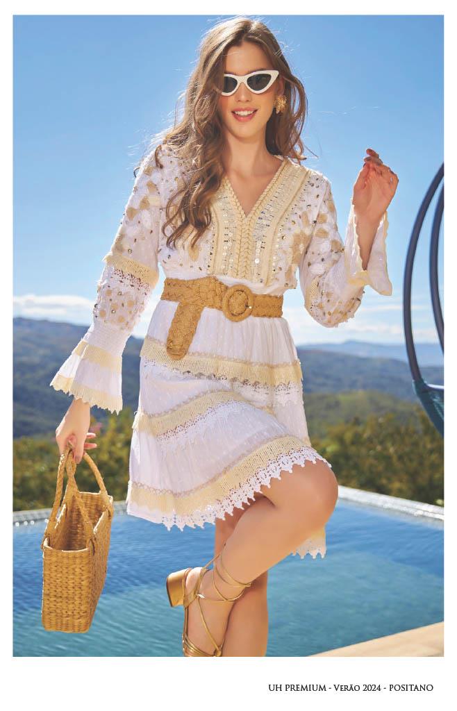 Vestido Curto Bordado Boho